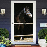 Aperturee - Aperturee Sunlight Rural Dark Horse Stable Animal Door Cover